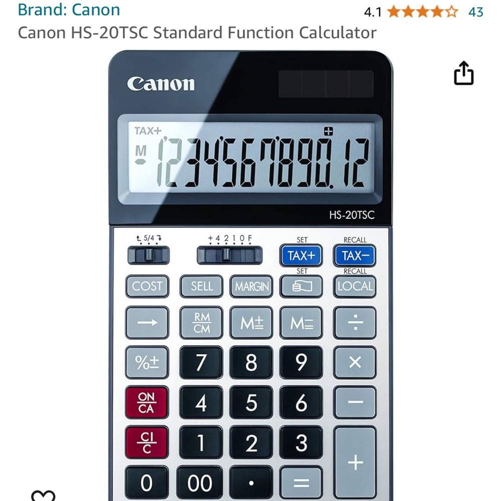 Brand new Canon standard calculator with tax function